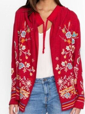 Johnny Was Jemima Hoodie in Red